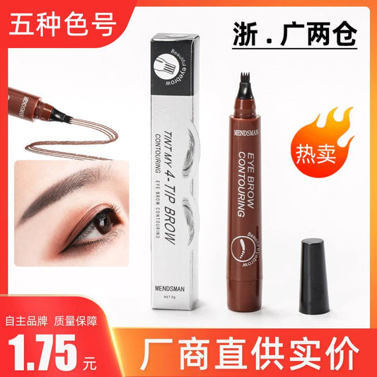 Four-headed eyebrow pencil in stock, long-lasting, non-smudged, four-branched liquid eyebrow pencil, cross-border best-selling wild eyebrow pencil, four-headed