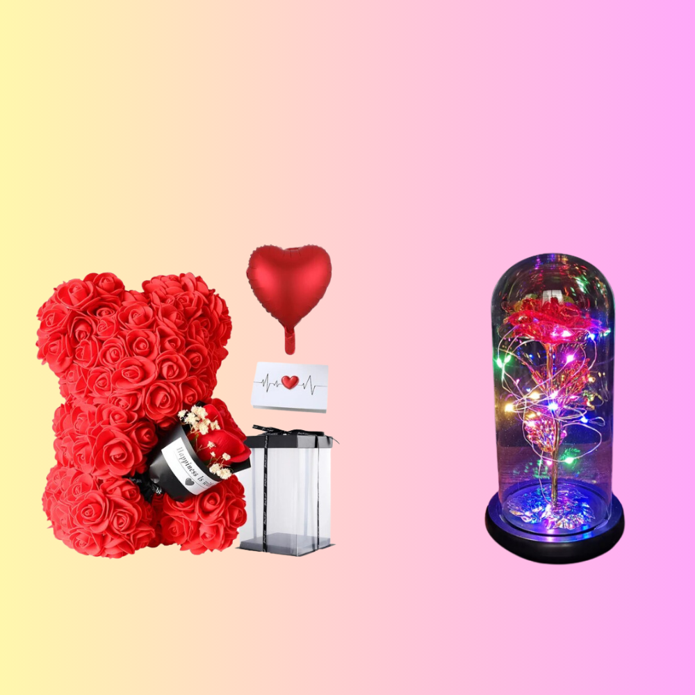 Rose Bear 2K (Save 30% While Supplies Last Box, Note card, and  Flower Included)